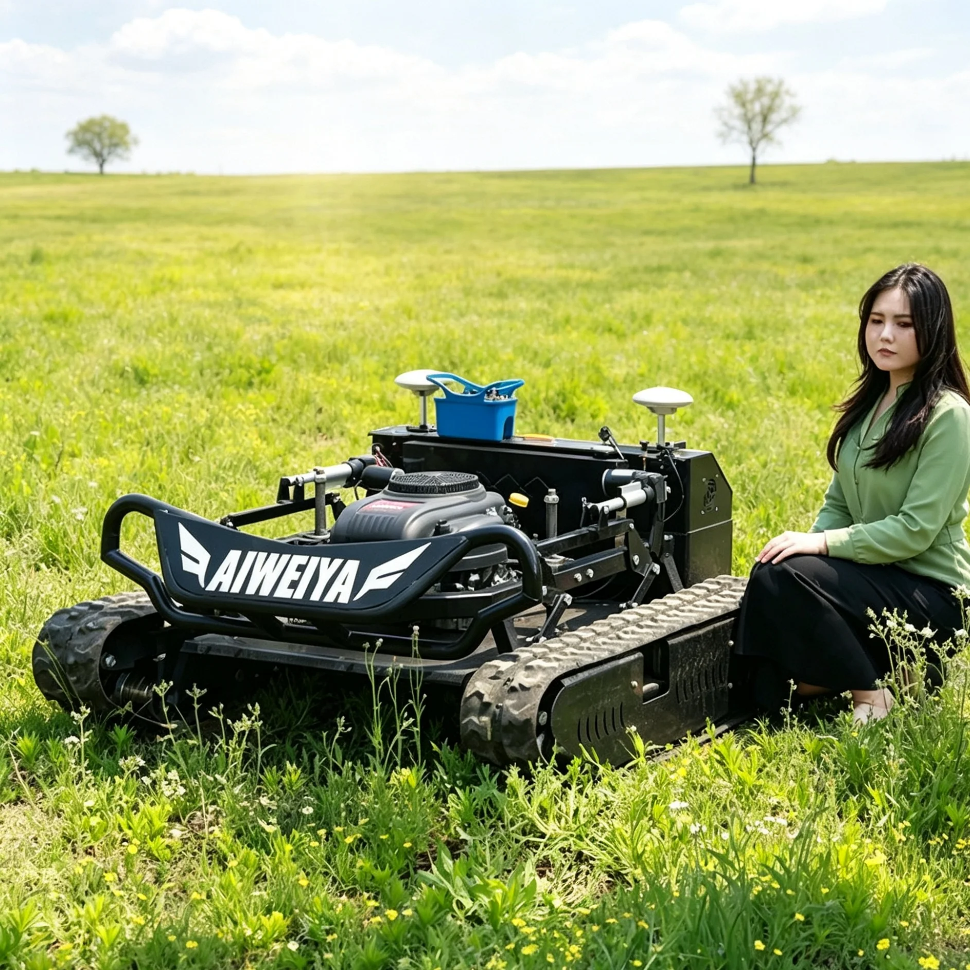 Customized for park green space Black Knight tracked self‑propelled lawn mower 900mm optional multi‑color selection for public