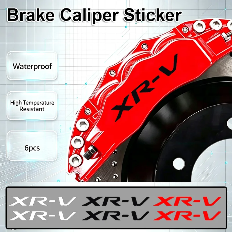 6pcs For Honda XR-V Badge Car Wheel Brake Caliper Sticker Modified Waterproof Auto Tire Hub Vinyl Decals Exterior Accessories