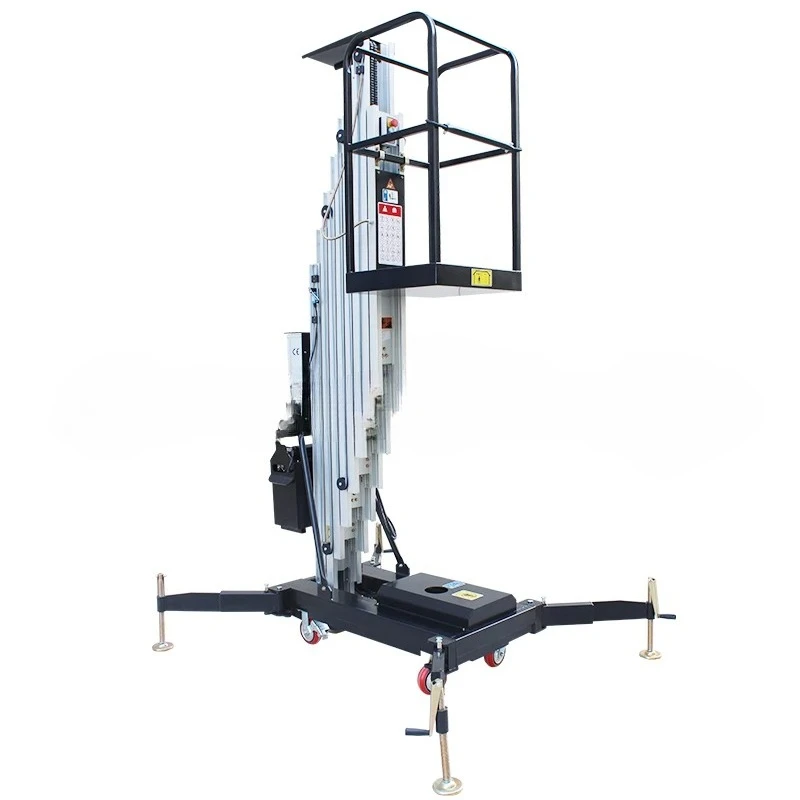 Portable 6m 8m Aluminum Single Mast Lift Platform 150kg Aerial Work Platform Vertical Man Lifter for Factory Indoor Maintenance