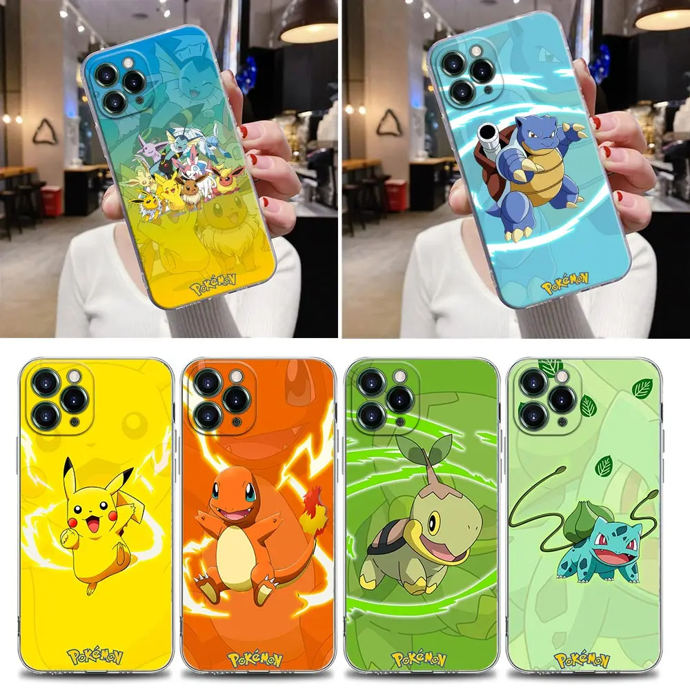 

Pokemon Pikachu Blastoise Anime Clear Case For iPhone 16 15 14 13 12 11 Pro Max Mini Xs XR X 7 8 Plus 6 Soft Cover Silicone Case