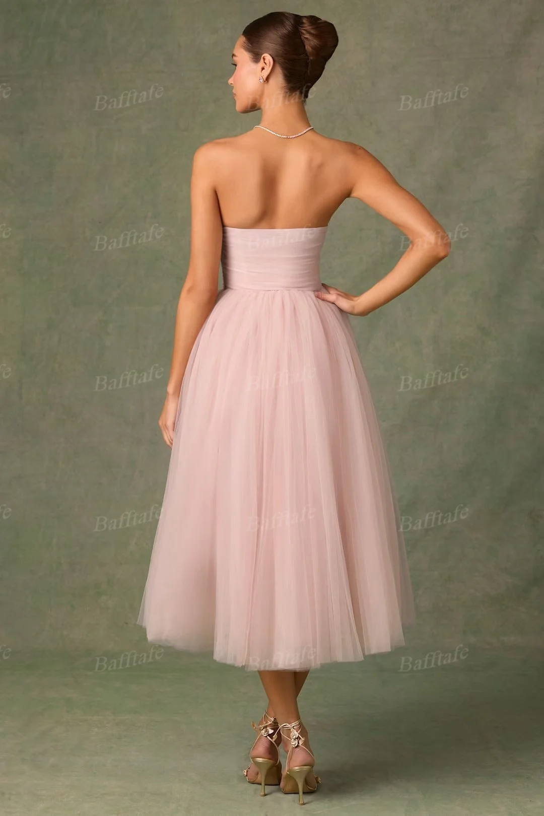 Bafftafe Eenvoudige A-lijn Midi Prom Jurken Aangepaste Zachte Tule Sweetheart Vrouwen Verjaardagsfeestje Jurk Meisje Dans Jurken 2026