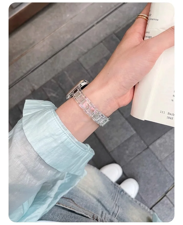 Women Slim Transparent Laser Strap for Apple Watch Band 42mm 46 49 45 40 44 38 41mm Acrylic Bracelet for iWatch 10 9 8 7 SE 6 5 image 5