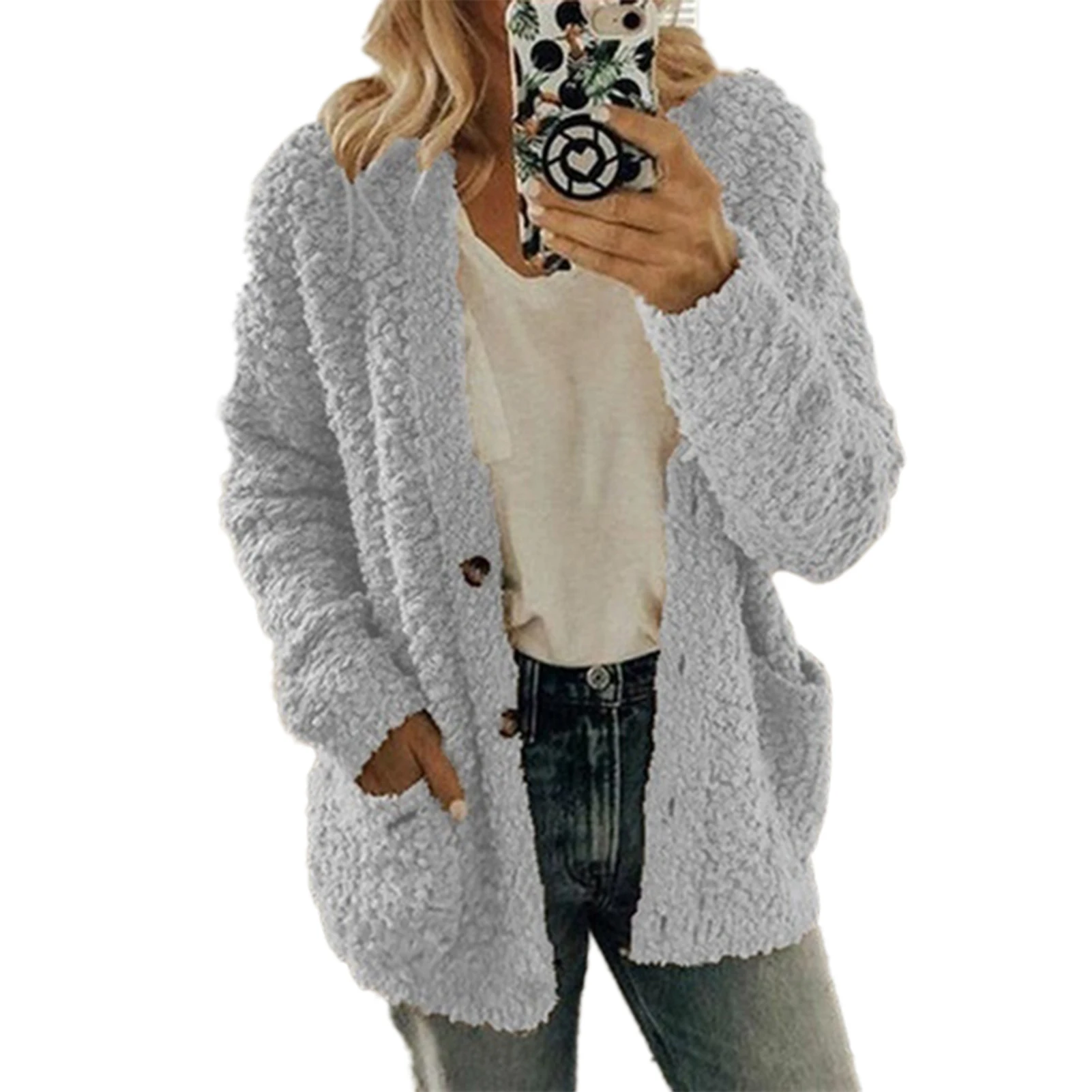 Casual Long Sleeve Cardigans Loose Soft Autumn & Winter Sweater Coat for Ladies Wear in Spring Fall Winter