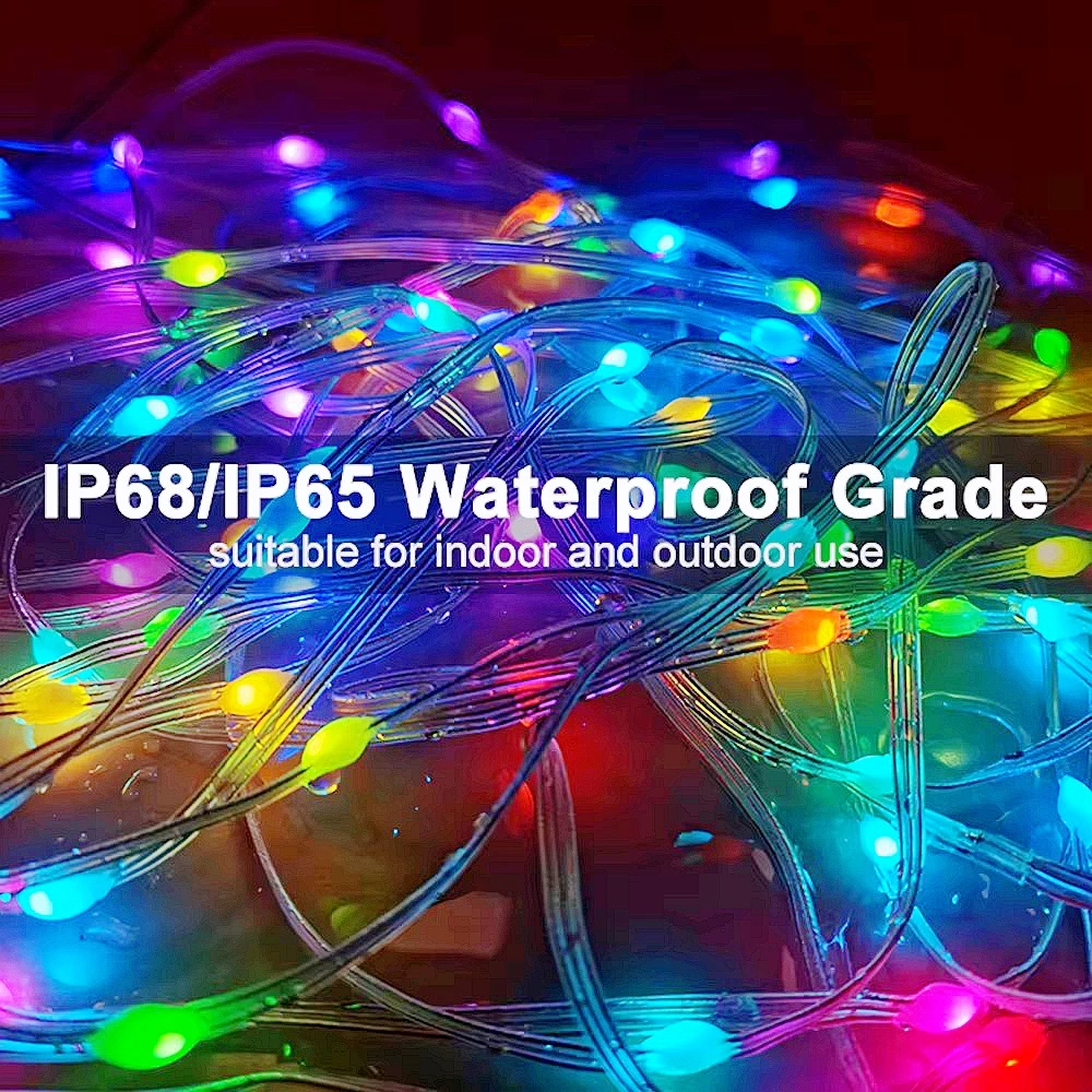 WS2812B LEDIP67 Waterproof String Lights 5V Individually Addressable RGB Fantasy Color Decoration Christmas Wedding Party Decora