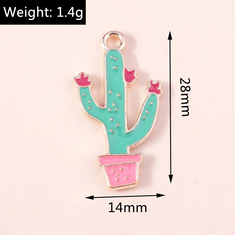 10 Stück niedliche gemischte Pflanzen-Kaktus-Anhänger, Emaille-Tier-Anhänger, Alpaka-Anhänger für die Schmuckherstellung, Halsketten, Ohrringe, DIY-Bastelarbeiten, Geschenke – Detail 17