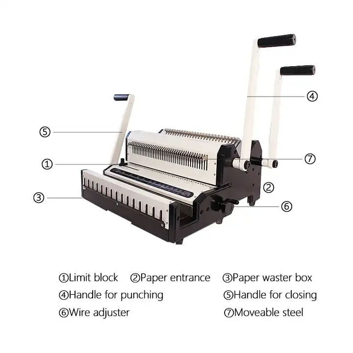 Wire Comb Clip Binding Machine, 25 Sheets Punch 320 Sheets Bind, 3:1 2:1 Dual Hole F4 Size for Office Commercial