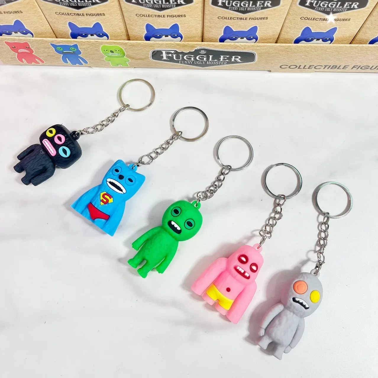 صندوق أعمى مصنوع يدويًا مكون من 24 قطعة من Fuggler Tooth Monster، نموذج PVC، حقيبة ظهر عصرية للدمية، قلادة، سلسلة مفاتيح، هدية لعبة للأطفال