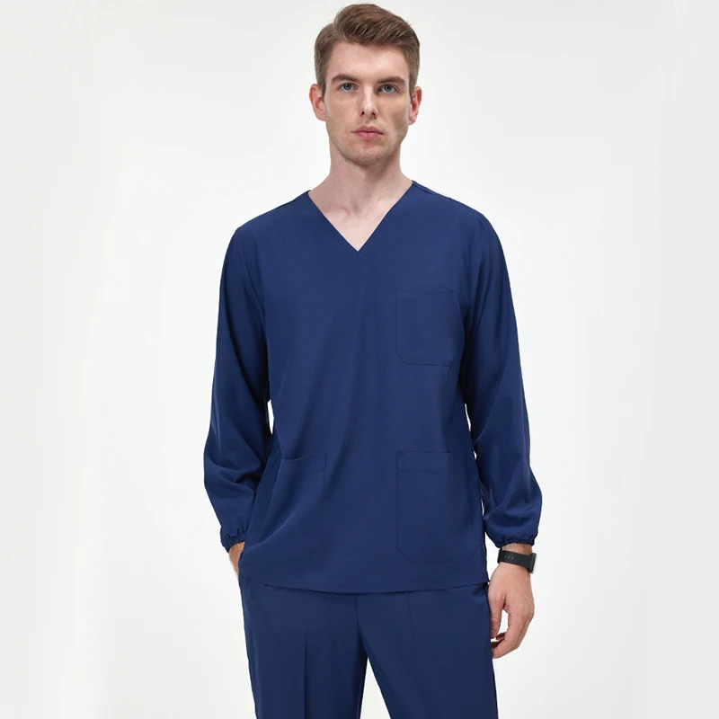 Men Hospital Doctor Uniforms Pet Clinical Workwear Dentist Scrub Sets Quick Dry Medical Staff Surgical Outfits Long sleeves S11