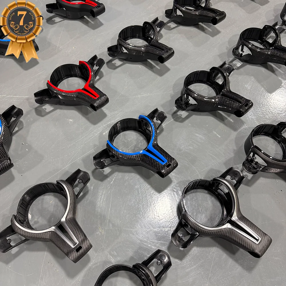 For BMW M2 F87 M3 F80 M4 F82 M5 F10 F30 M6 F06 3 Series 5 Series Carbon Fiber Steering Wheel Key Trim Cover Assembly