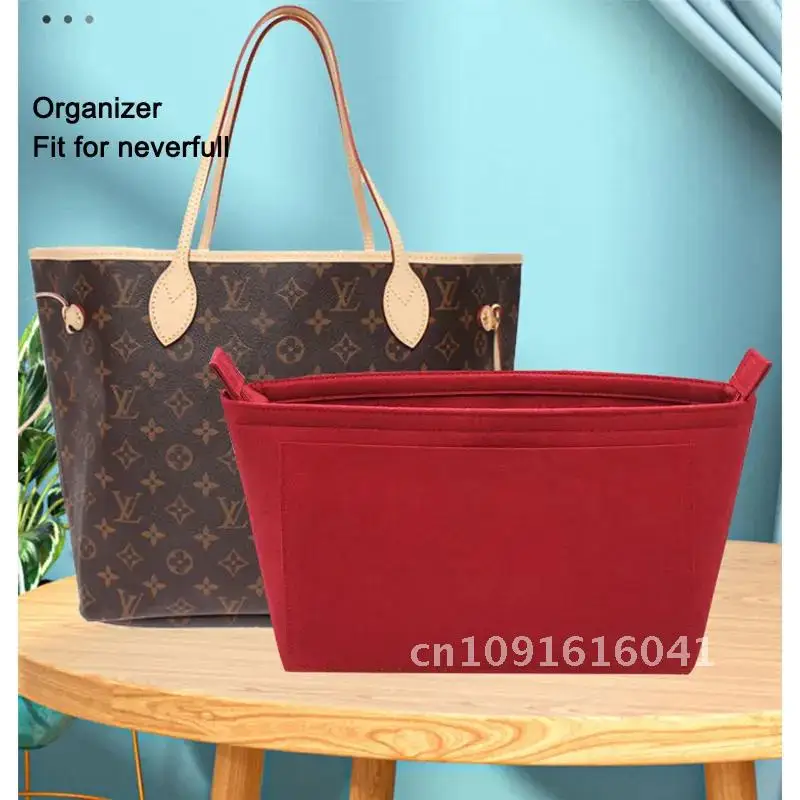 Insert Bag Organizer For Neverfull PM MM GM , 7 Pockets With Zipper Cover Pad Pockets Handbag Make Up Inner Purse Tote Liner