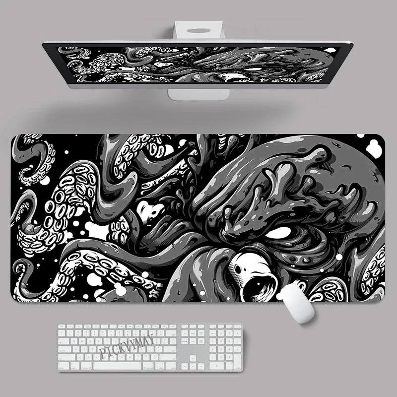 

Cool Black White Octopus Desk Mat Art Dragon Large Mouse Mats Office Gaming Mousepad Rubber Base Mouse Pad Mousepads 400x900