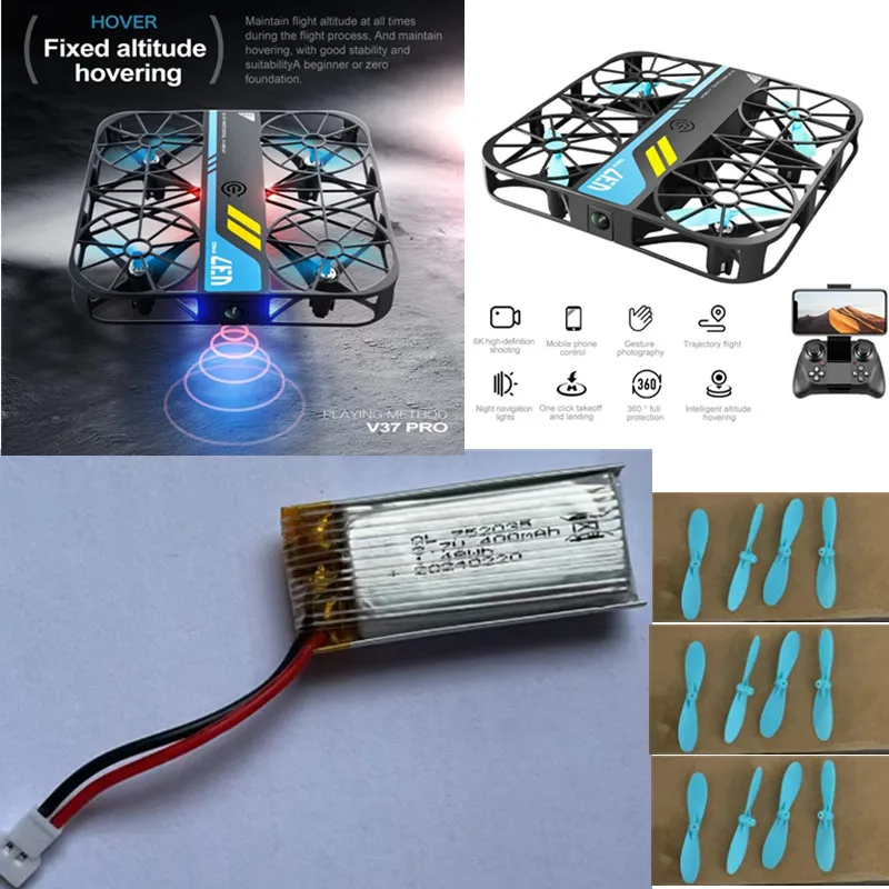 3.7V 400mAh Battery Propeller For 4DRC V37 4D-V37 RC Drone Parts 4DRC V37 Mini Drone Battery 4DRC V37 pro RC Drone Accessories