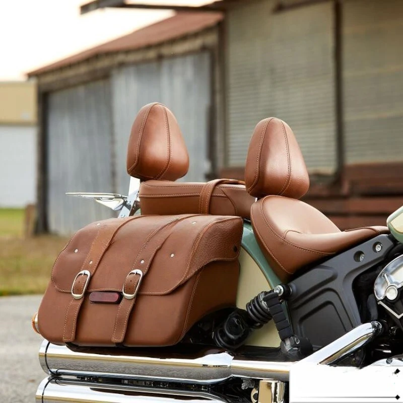 Brown Long-distance Travel Storage Bag Black Leather Side Box for Light Cavalry