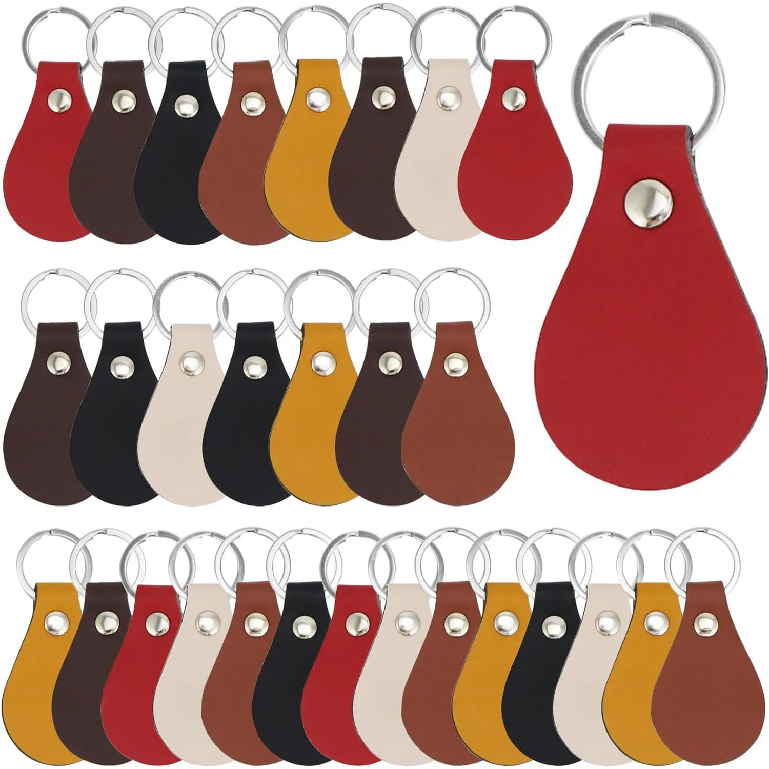 5/10-teiliges Leder-Schlüsselanhänger-Set für DIY-Handwerk, PU-Rohlinge mit Nieten und Schlüsselring für Lasergravur-Schlüsselanhänger