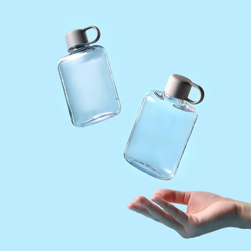 Flat Bpa Free Plastic Water Bottle, Clear Plastic, Crystal Drinks Kettle, Notebook Milk Juice Transparent Drinkware