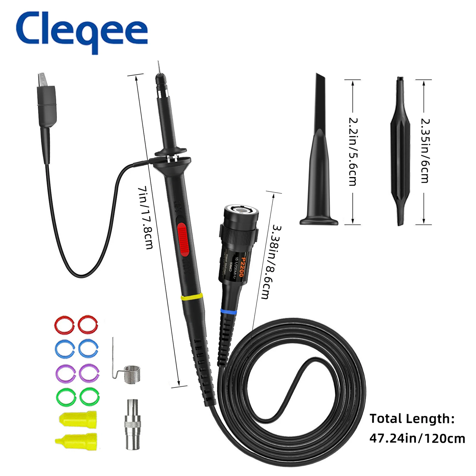 Cleqee P2000 Series Oscilloscope Probe DC 60MHz 100MHz 200MHz X1/X10 BNC For Tektronix HP