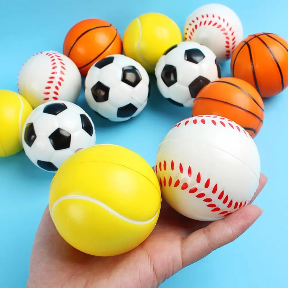 Children Soft Football Basketball Baseball Tennis Toys Foam Sponge Decompression Vent Stress Ball Finger Exercise Squeeze Balls