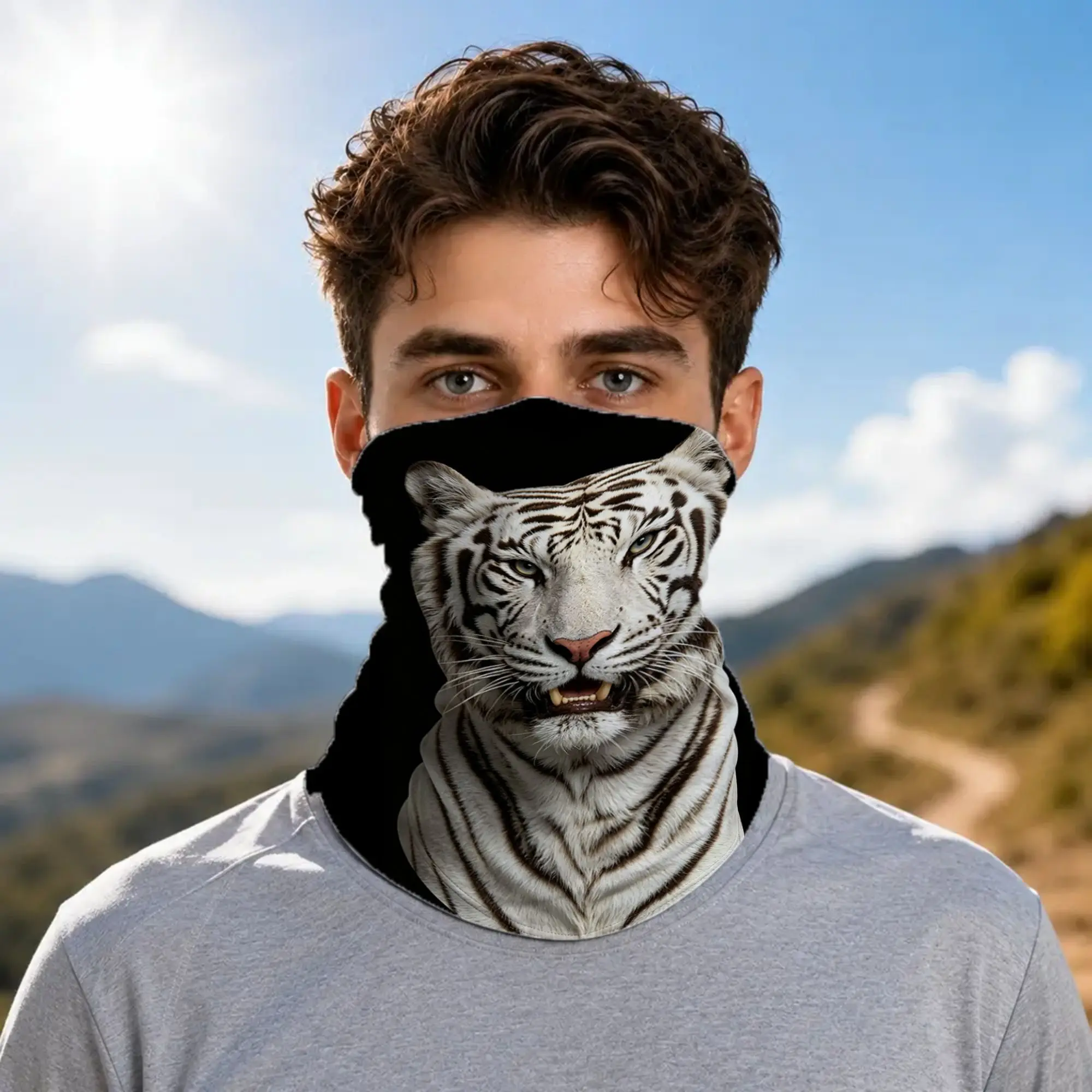 Realistic Animal Head Gaiter Sun Protection Windproof  for Running Cycling Hiking Outdoor Sports