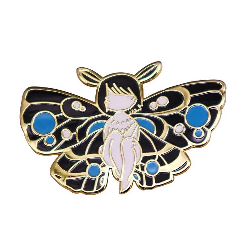 Luna Moth Girl Enamel Pin Monster Girls Series Cute Butterfly Elf Brooch Badge Jewelry Accessories