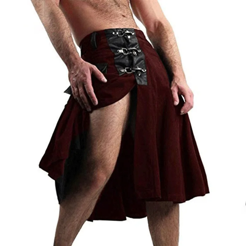 Retro Medieval Renaissance Mens Scottish Kilt Traditional Holiday Cosplay Costumes Pleated Skirt Skirt Carnival Dress Up Party