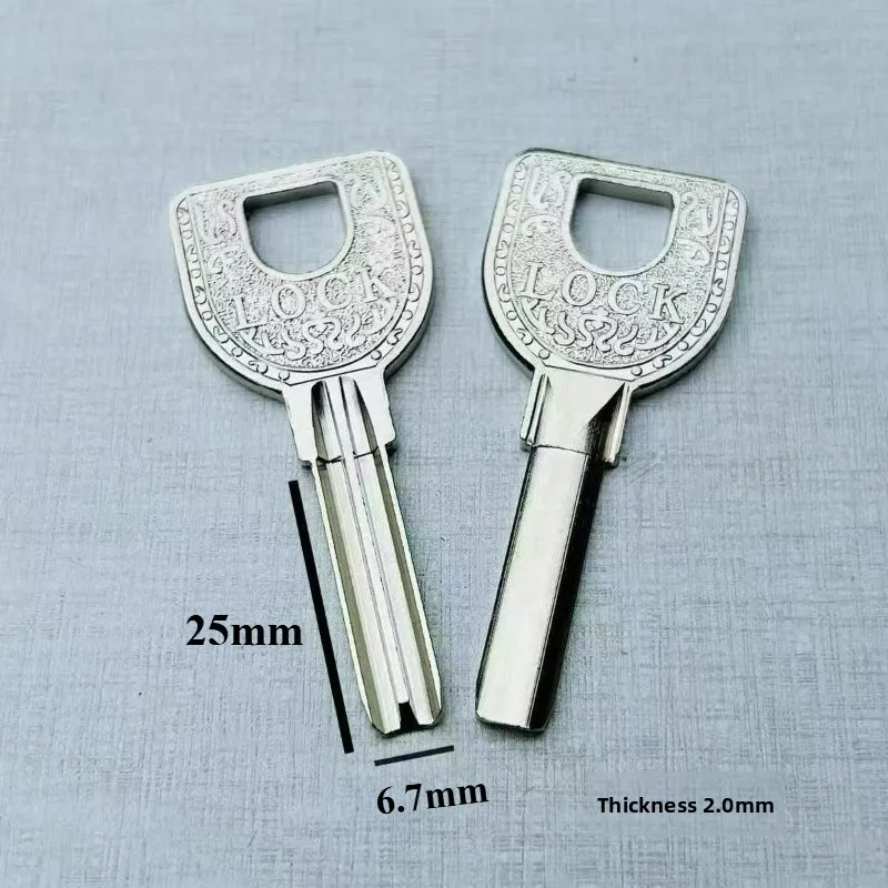 2PC Pure Copper U-Shaped Lock Key Embryo for Crescent Single Row Narrow round Locks Suitable for Locks Key Replacement Pack