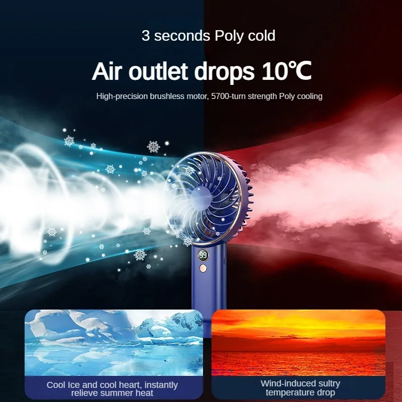 Spray Hydrating Fan Handheld USB Charging Desktop Portable Humidifier Mini Quiet Fan Water Mist Hand Fan for Home/Office/Dor