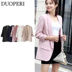 Duoori Women Fashion Multicolor Blazer smoking Collar maniche lunghe a pieghe donna Office Lady Basic Business Outwear Jacket