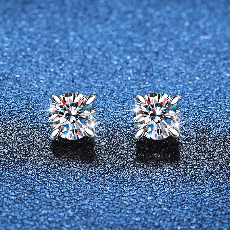 2Ct Moissanite Magnetic Four-Prong Stud Earrings for Women PT950 Platinum - Timeless Durable Pain-Free Wear Ideal for Self