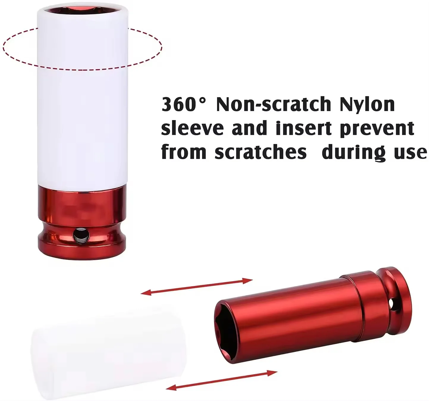 17mm 19mm 21mm Hex Sockets Colorful Sleeve Tire Protection Sleeve Wall-Deep Impact Nut Socket Alloy Wheel Pneumatic Wrench Tire image 6