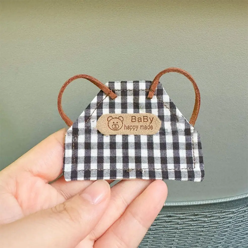 Mini muñeca a cuadros a rayas, delantal vaquero, vestido Retro DIY, ropa para muñecas hecha a mano, traje de muñecos de peluche de 10cm/15cm, accesorios para muñecas