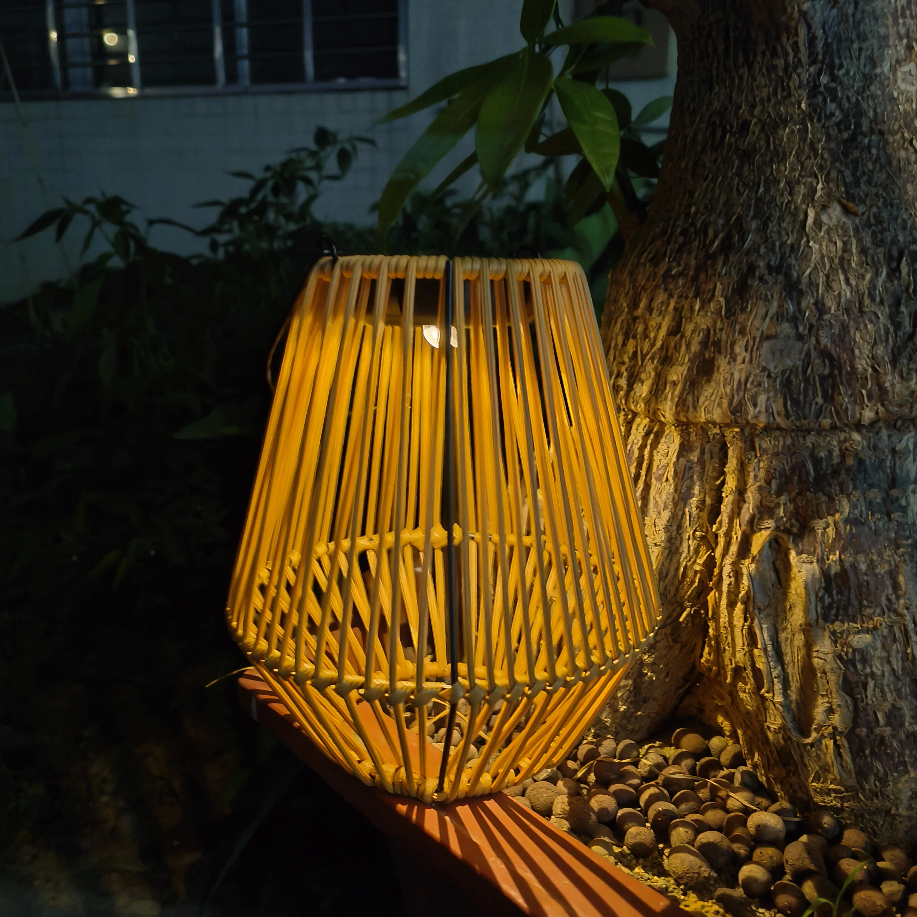 A Handmade Rattan Sun Lamp, No Need for Electricity, for Outdoor Courtyard and Garden Decoration, Path Decoration, and Holiday Atmosphere Setup