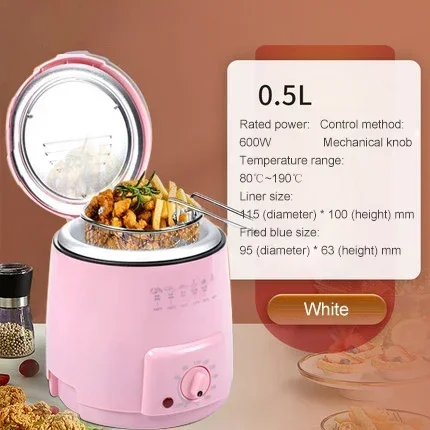 Smokeless Multifunctional 0.5L Mini Electric Oil Fryer Oven French Fries Chicken Frying Pot Grill Fried Fish Hotpot Machine EU