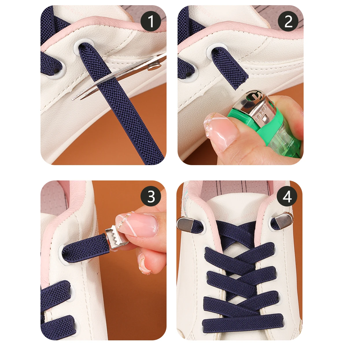 No Tie Shoelaces with Elastic Laces，Elastic Shoe Laces Tieless Shoelace Tieless Shoelace One Size Fits All for Adults and Kids image 6