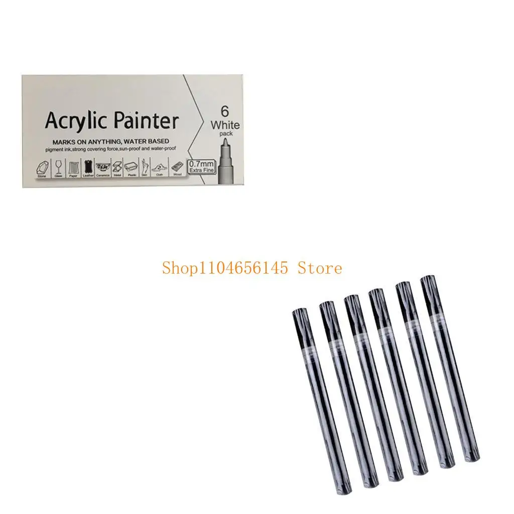

5asd 6Pcs Black And White Acrylics Paint Pen Water Resistant Acrylics Marker For Rock Painting Stone Wood Ceramic Glass