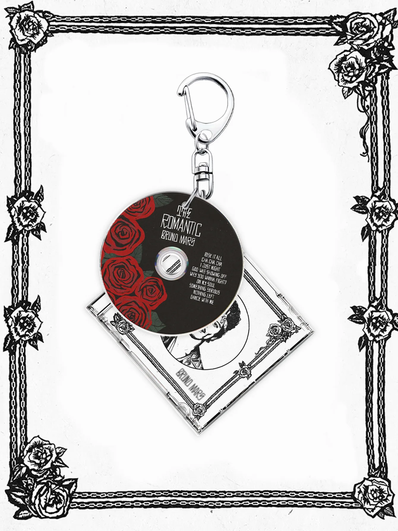 Porte-clés Bruno, The Romantic, Mars, Porte-clés album, Porte-clés musical, Porte-clés pour sac/voiture, Accessoire de porte-clés durable, Parfait pour les fans de Mars