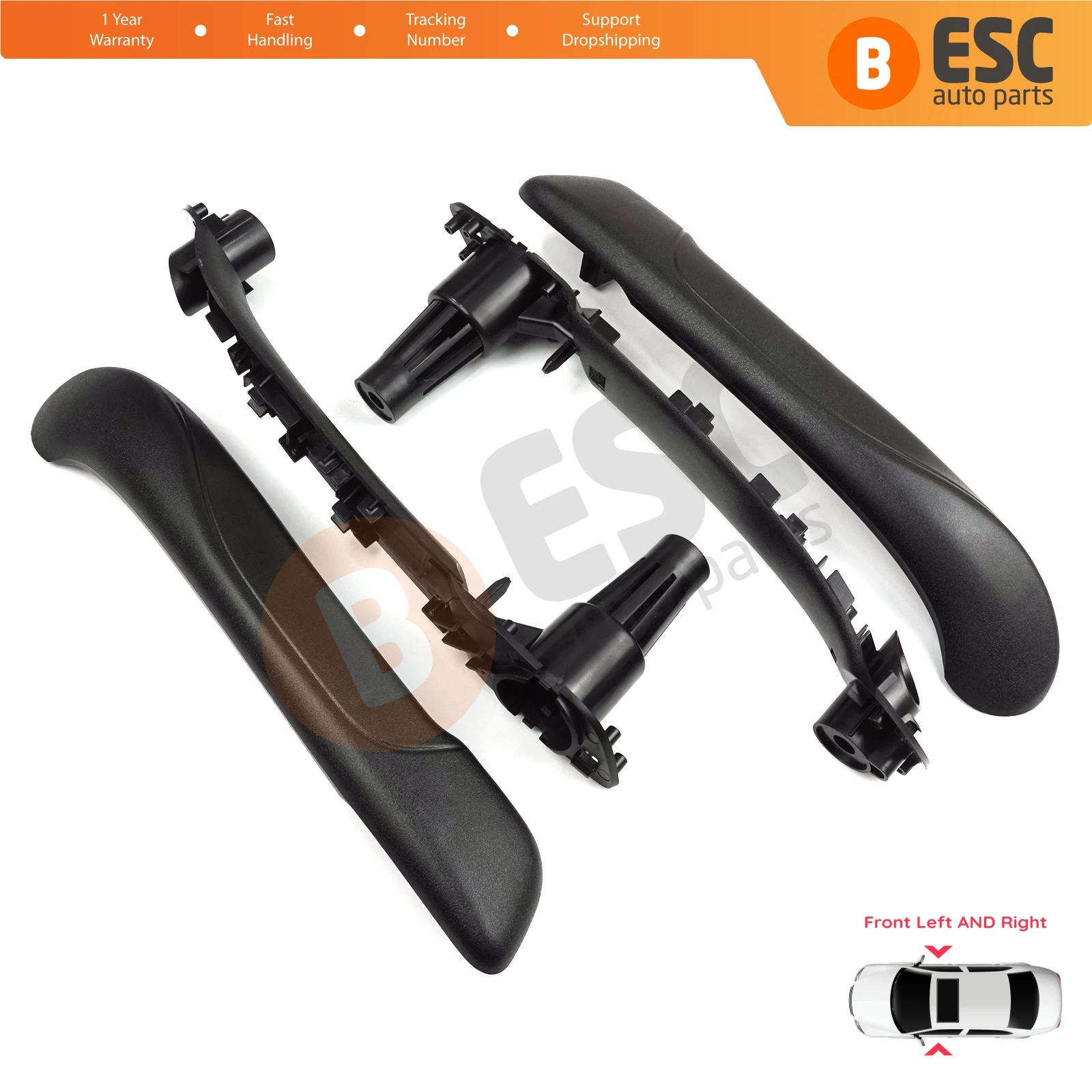 EDP1331 Front Inner Door Handle Grip Black Left Right for Renault Kangoo MK2 Citan W415 NV250 2007-2021 8200548971 8200548972