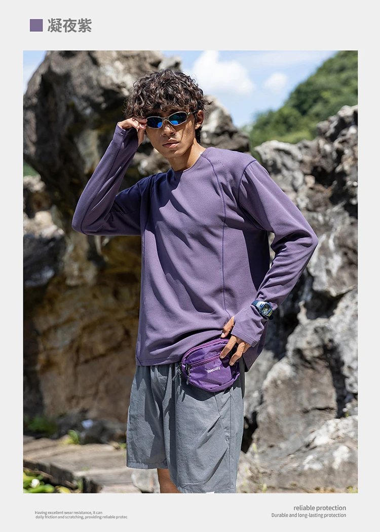 Herren Performance-T-Shirt mit Rundhalsausschnitt und langen Ärmeln – UPF50+ Sonnenschutz, 7A antibakteriell & schnelltrocknend für Sport- und Outdoor-Aktivitäten – Detail 4