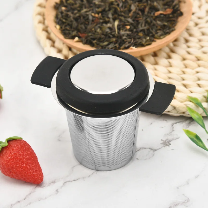 

Two Ear Cup Type Tea Strainer Creative Stainless Steel Tea Infuser Travel Tea Leakage with Lid Modern Home Teaware Accessories