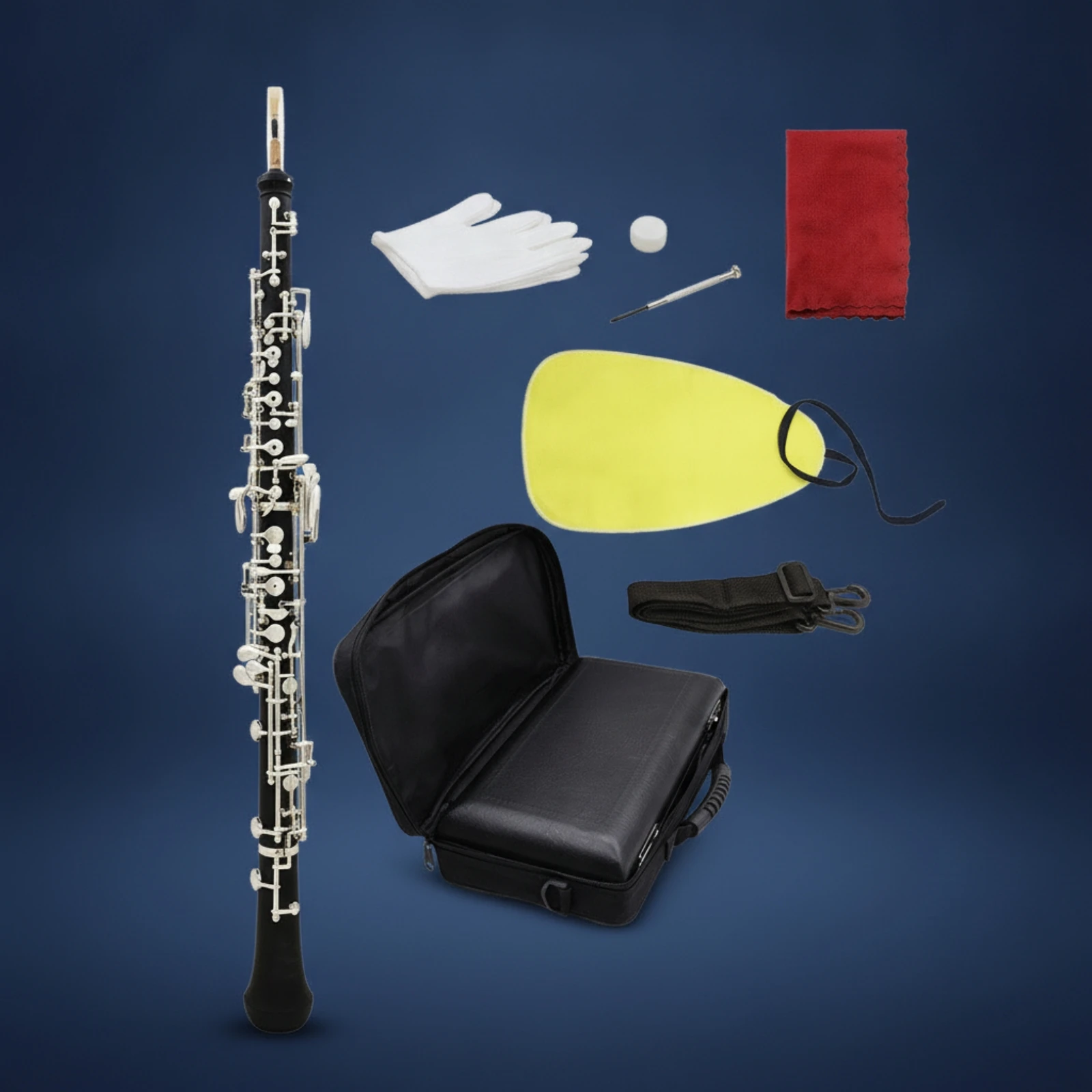 C Key Oboe Synthetic Wood Semi-Automatic Oboe Woodwind Instrument Beginner-Friendly Compact for Beginners, Practice, Rehearsal