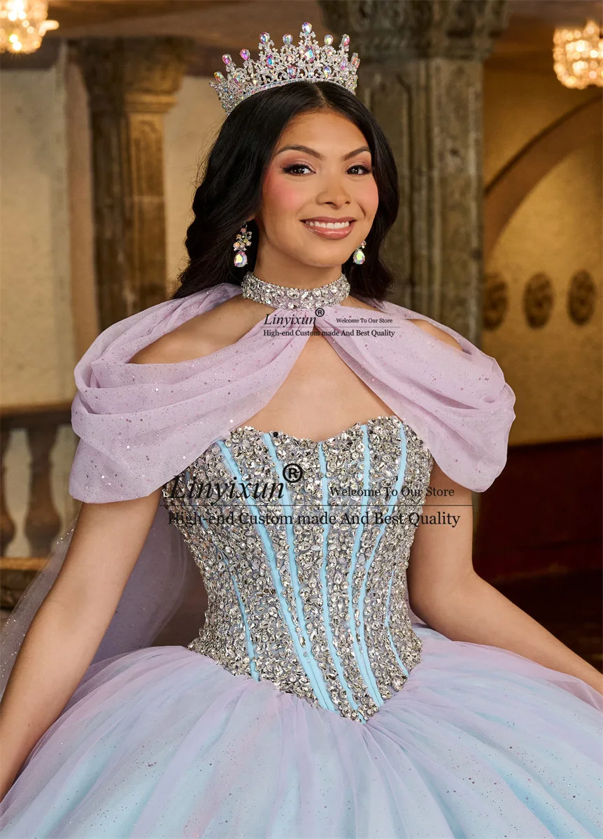 فساتين الأميرة Quinceanera ، ثوب الكرة ، الخرز اللامع ، أحجار الراين ، مسابقة عيد الميلاد ، حلوة 16 فستان ، فساتين فاخرة ، حفلة 15