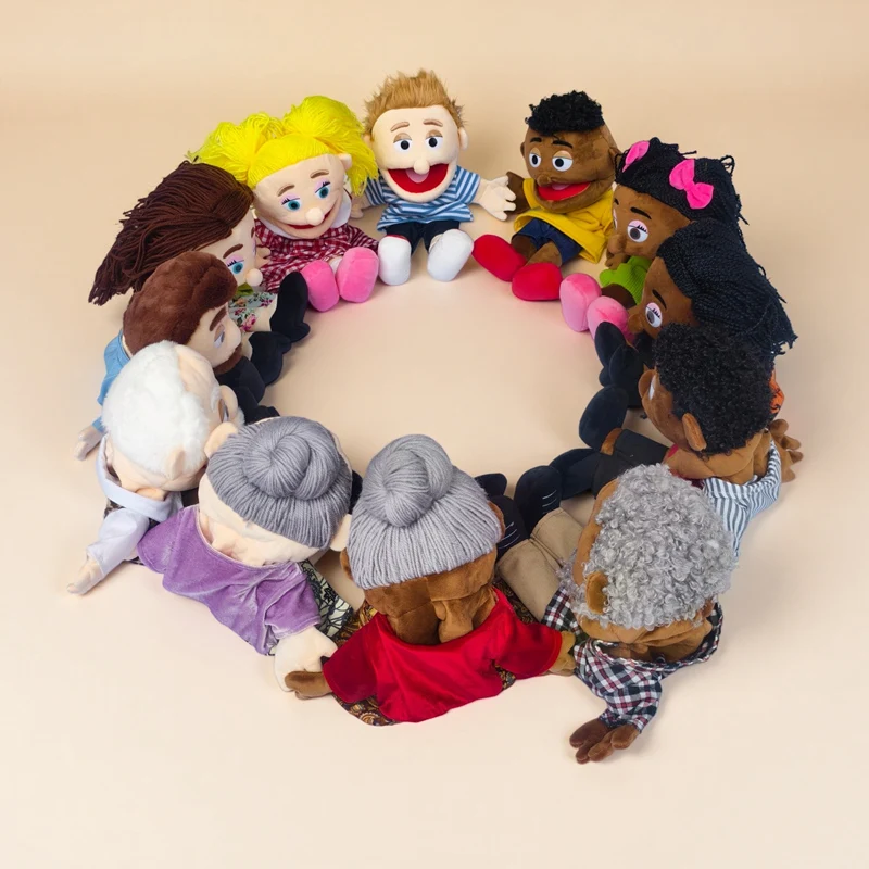 Lustige Handpuppe 38cm Familien-Serie Handpuppe Rollenspiel Gute-Nacht-Geschichten Requisiten Familienspielzeug Puppe Lernspielzeug – Detail 7