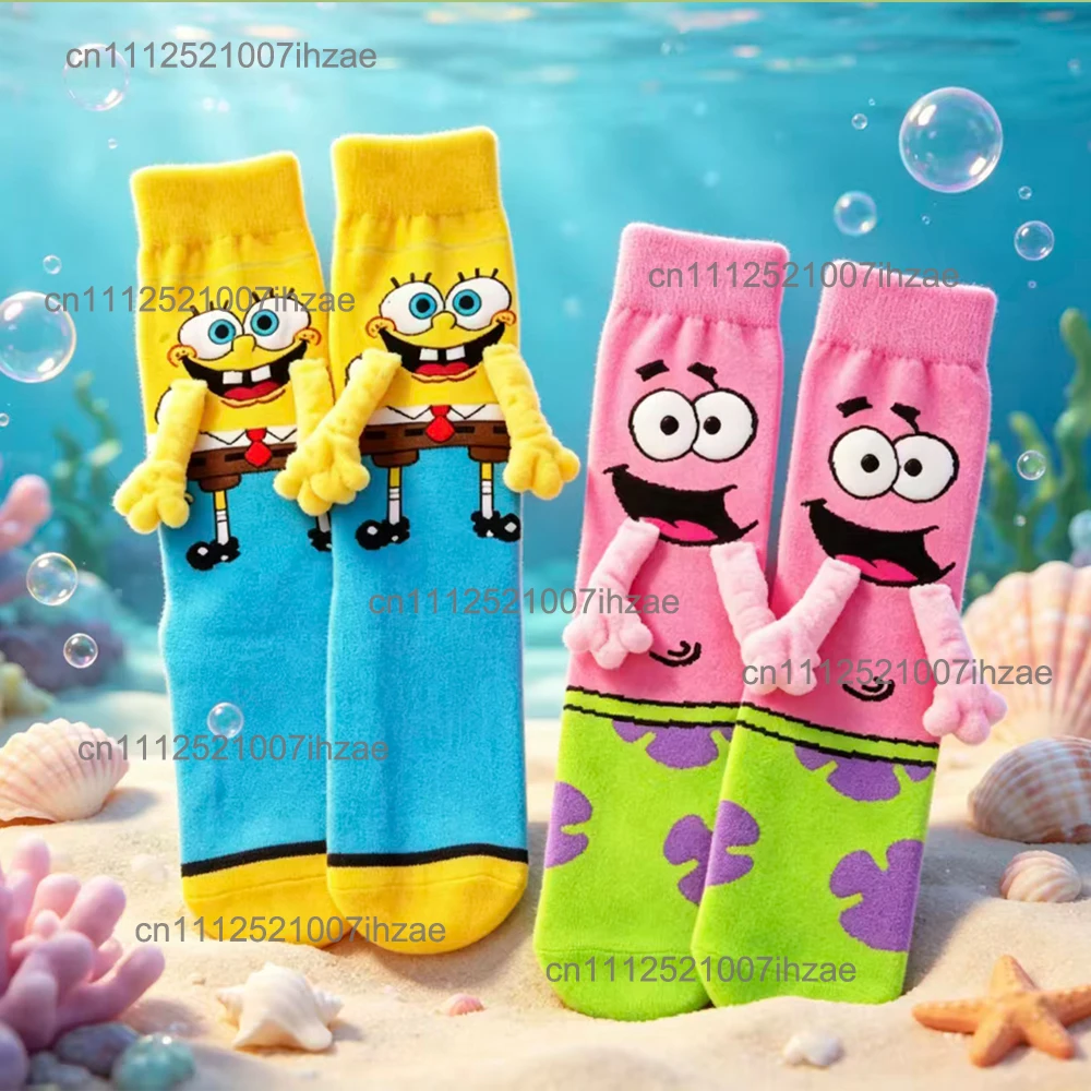 Cartoon 3D Socken Niedliche Interaktive Gelbe Schwamm-Rosa Seestern Anime-Peripherieartikel Weiche Hochelastische Röhrensocken für den Täglichen Gebrauch – Detail 1
