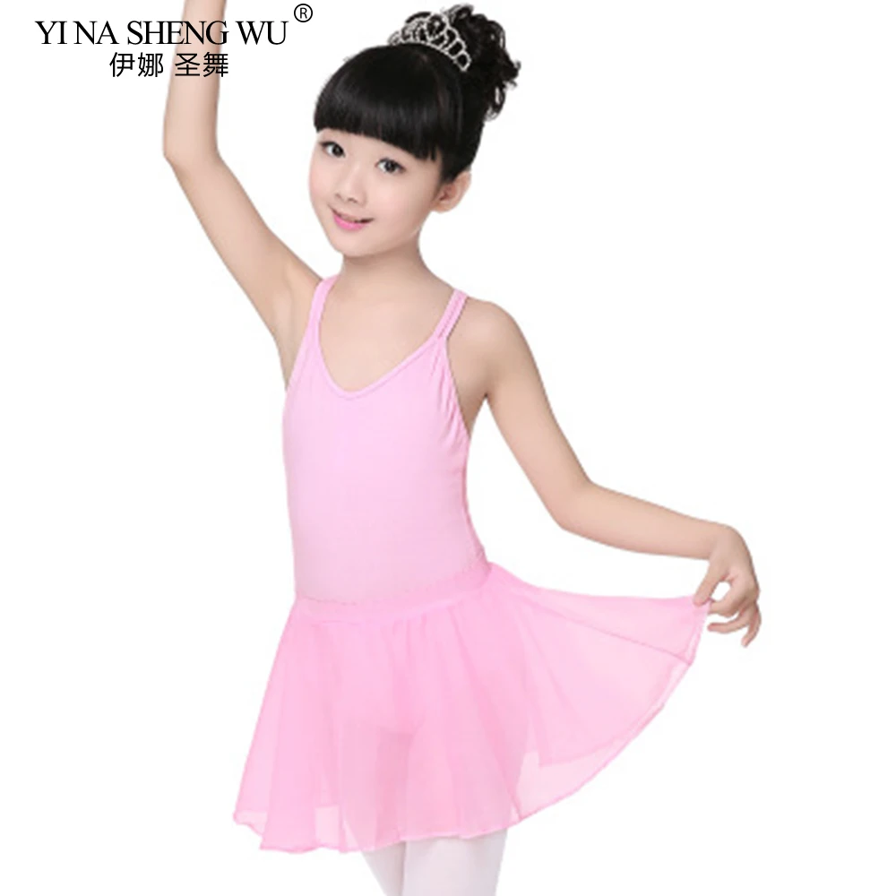 الوافدين الجدد الأطفال فستان رقص القطن الخالص فستان الباليه الجمباز ممارسة الباليه الرقص تنورة شيفون مجموعة قابلة للفتح المنشعب #3
