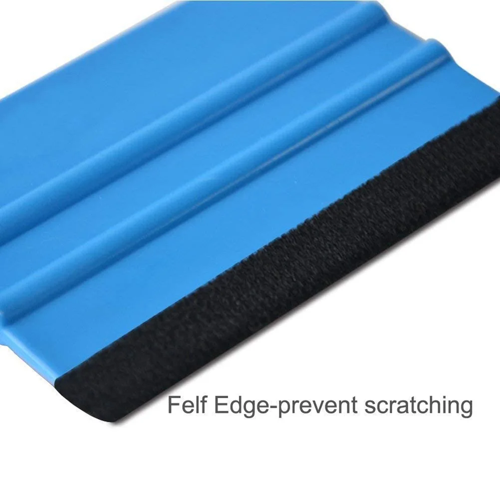 5pcs Plastic Felt Squeegee Auto Car Window Film Decal Scraper Applying Tool Car Gadget for Car Auto Automobile (Blue)