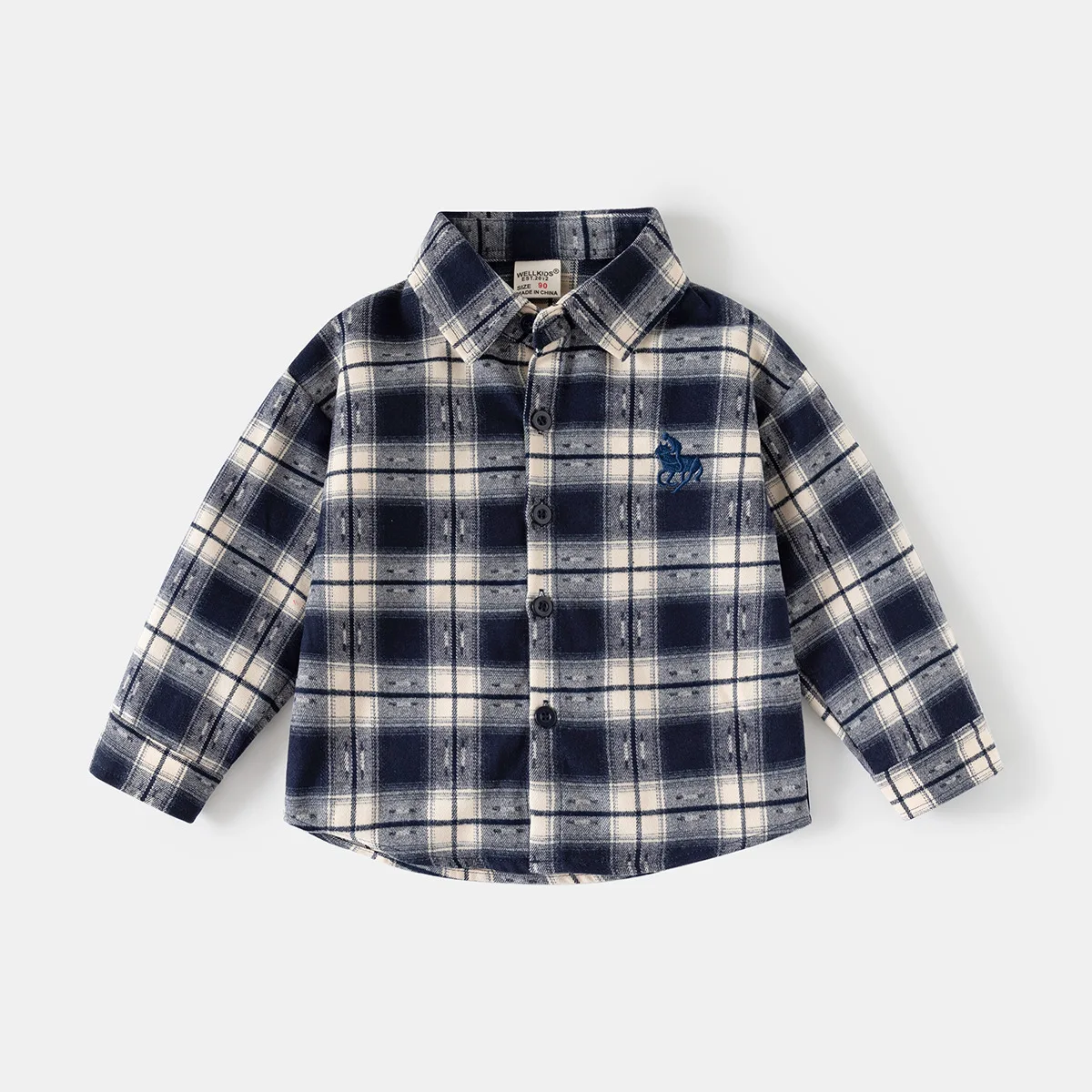 Plaid Toddler Boys Shirts Turn-down Collar Kids Tops Long Sleeve Children's Clothes