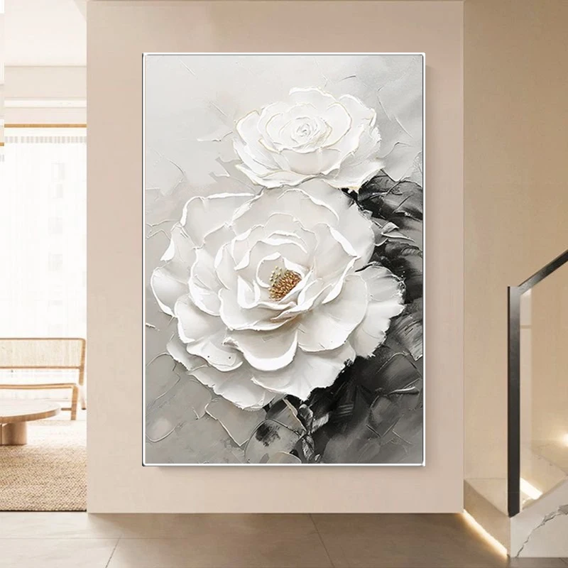 

Modern Abstract Pure Hand Drawn Flower Knife Painting Light Luxury Style Living Room Decoration Background Wall Hanging Picture