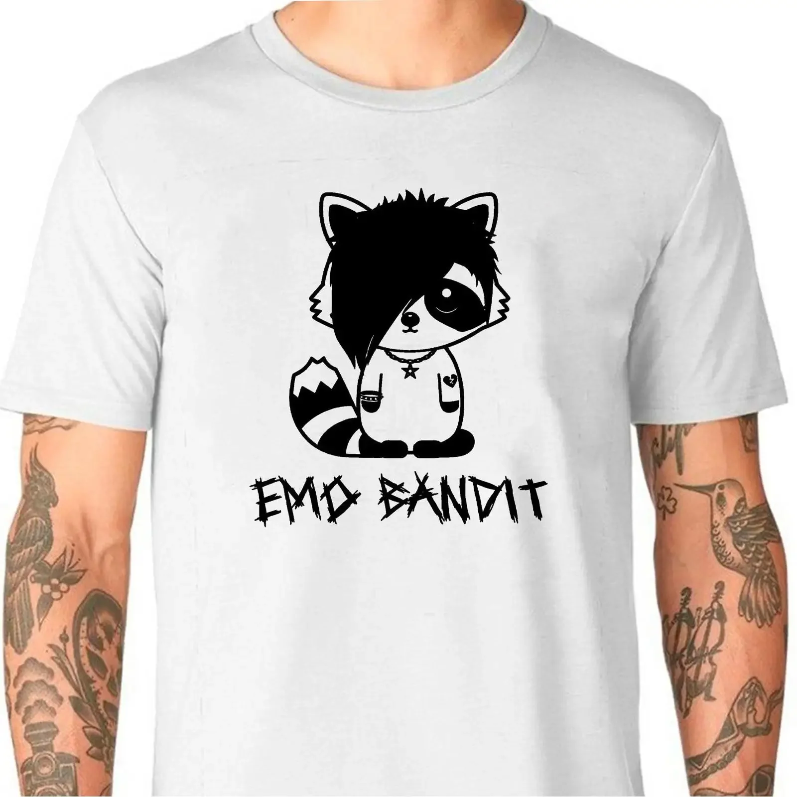 Emo Bandit T Shirt Black Or White Uneek Raccoon Trash Panda Racoon vintage Washed Stylish graphic Casual designer clothes