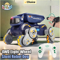 Rc Smart Robot Dog Remote Control Car Stunt Robo Dual Control Gesture Robotics Music Light Spray Electronic Pet Toy for Kids Boy