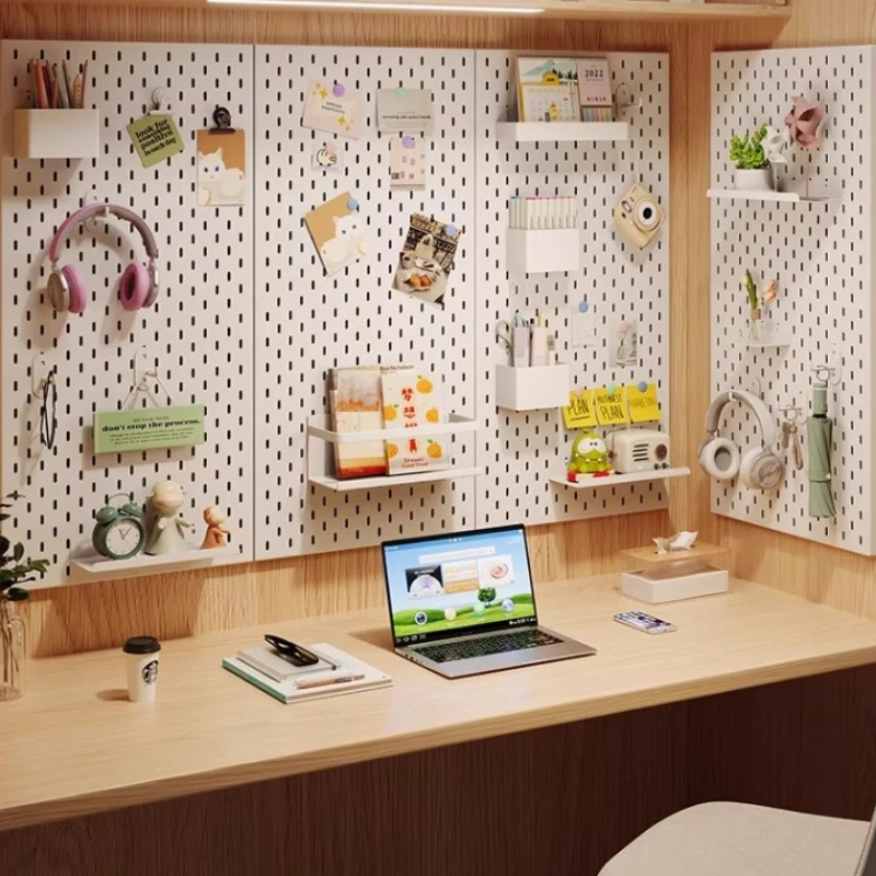 Wall Hole Board Rack No Punching Carbon Steel Storage Rack Children Desk Magnetic Learning Rack Shelf Kitchens Accessories Shelf