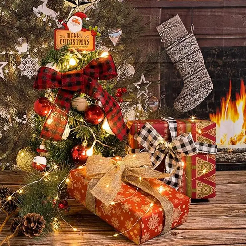 Christmas Ribbon Burlap Ribbon Roll For Wreath 5cm/1.9inch Christmas Ribbon Roll Multifunctional Christmas Tree Ornaments For
